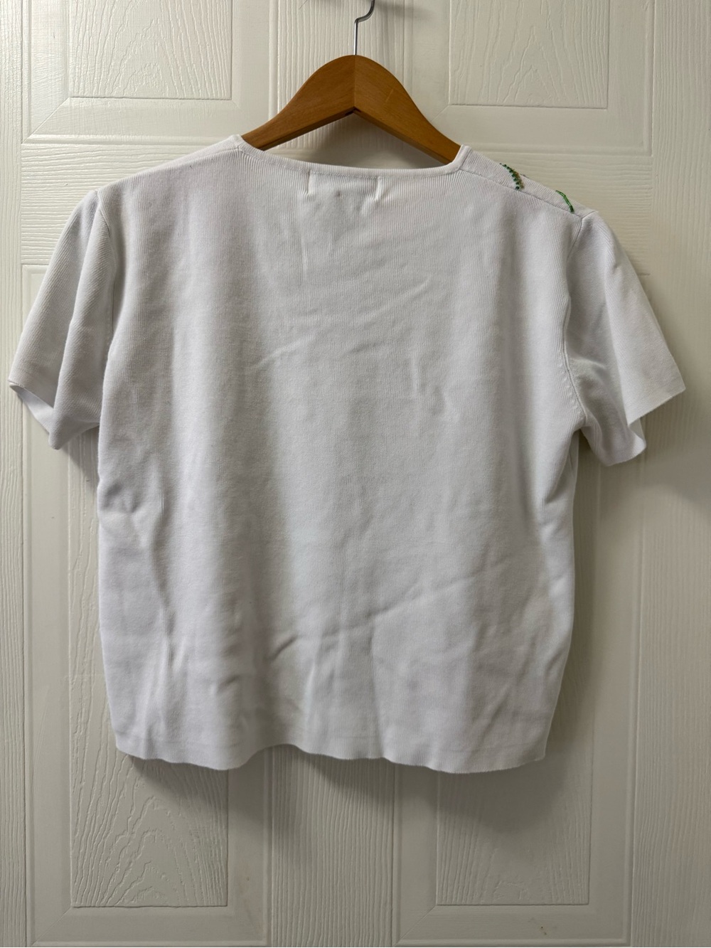 Lisa International White Short-Sleeve Tee with Purple & Green Embroidery - Picture 13 of 13